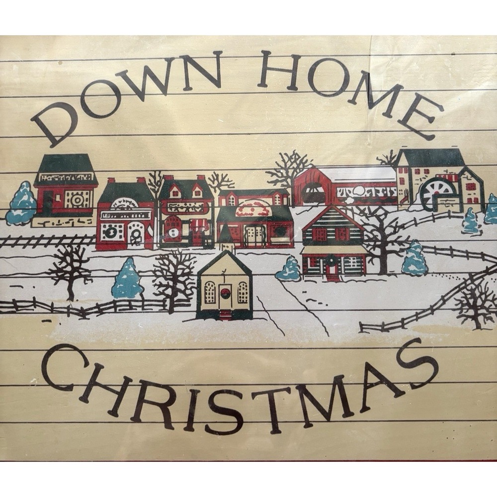 Vtg Target Down Home Christmas Wooden Wall Plaque New Snowy Village Taiwan